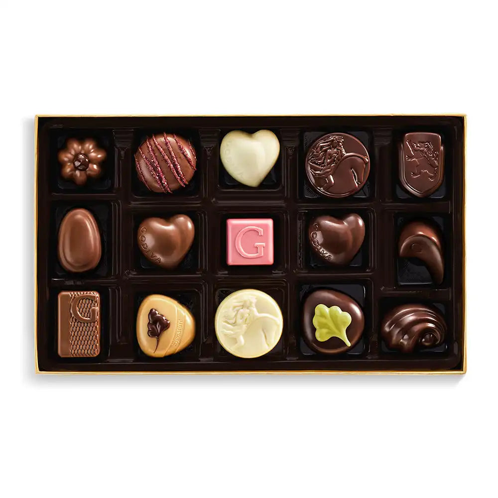 Assorted Chocolate Gold Gift Box, Holiday Edition, 15pc.